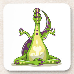 Dessous-de-verre Un Dinosaure Iguanodon Qui Fait Du Yoga.