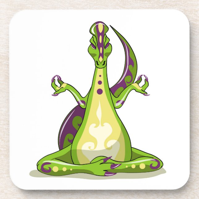 Dessous-de-verre Un Dinosaure Iguanodon Qui Fait Du Yoga. (Devant)