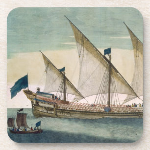 Dessous-de-verre Un Galleass trois-mâté en cours par la voile,