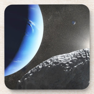 Dessous-de-verre Un Hippocamp de la minuscule lune de Neptune.