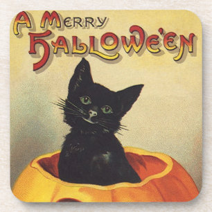 Dessous-de-verre Un joyeux Halloween par Ellen Clapsaddle, chat vin