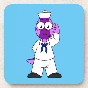 Dessous-de-verre Un marin de la marine Pachycephalosaurus Dinosaur.