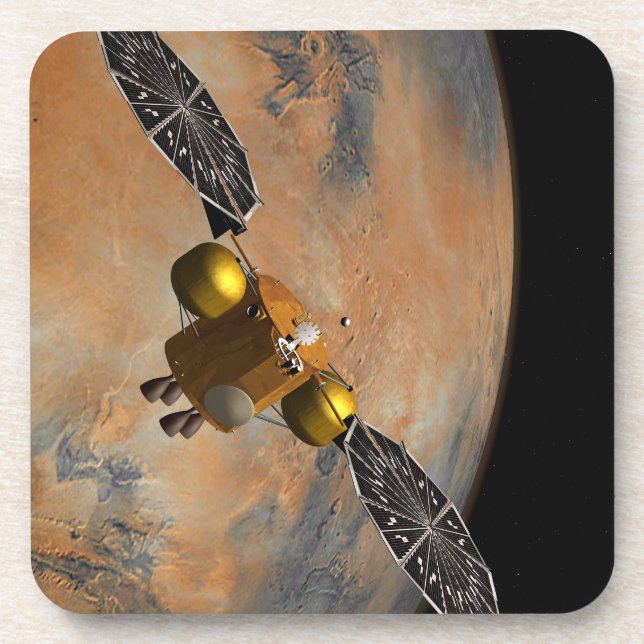 Dessous-de-verre Un vaisseau Spacecraft Orbitant Mars. (Devant)
