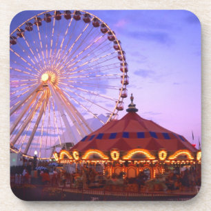 Dessous-de-verre Une grande roue et un carrousel au Navy Pier de