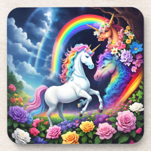 Dessous-de-verre Unicorne arc-en-ciel une
