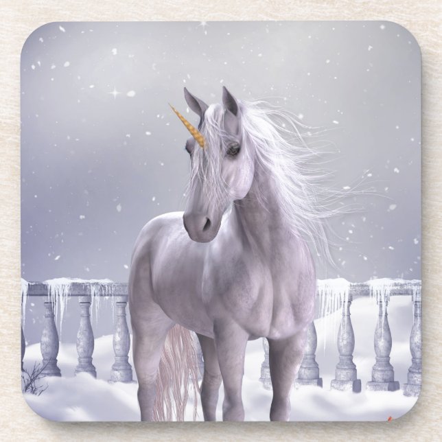 Dessous-de-verre Unicorne dans la neige (Devant)