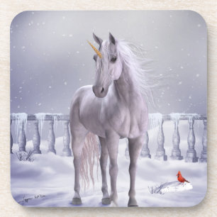 Dessous-de-verre Unicorne dans la neige