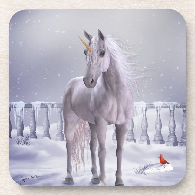 Dessous-de-verre Unicorne dans la neige (Devant)
