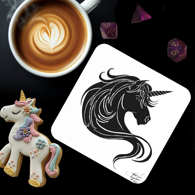 Dessous-de-verre Unicorne tribale noire (Créateur téléchargé)
