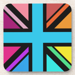 Dessous-de-verre Union Jack/Drapeau Multicolore+Noir
