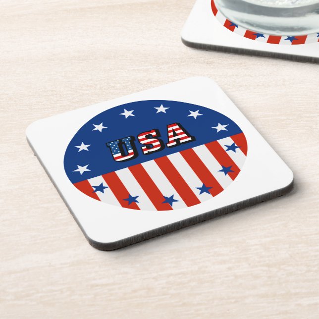 Dessous-de-verre USA - Drapeau américain et étoiles en cercle (Côté gauche)