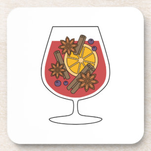 Dessous-de-verre Vacances d'hiver cocktail avec dessin épices
