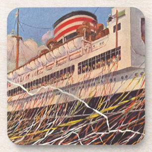 Dessous-de-verre Vacances sur un bateau de croisière vintage ; Fête