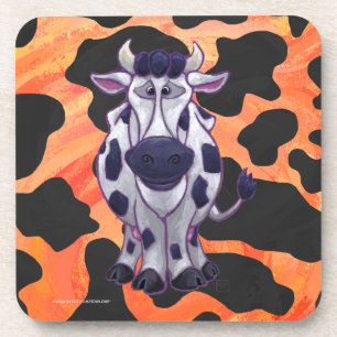 Dessous-de-verre Vache Noir et Orange Wild Me