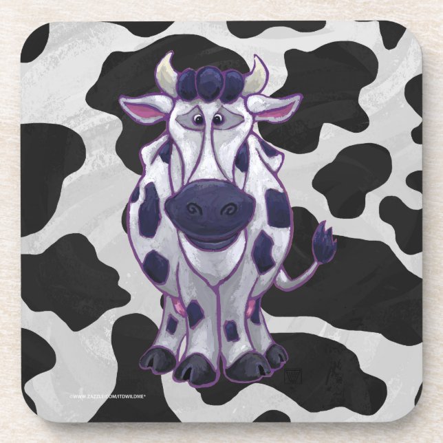 Dessous-de-verre Vache Wild Me Noir et Blanc (Devant)