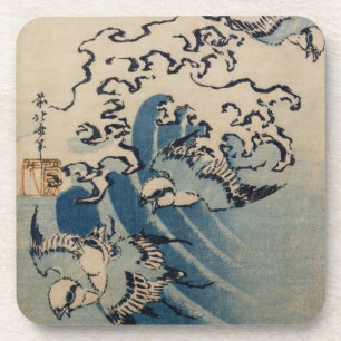 Dessous-de-verre Vagues et oiseaux, c.1825 (copie de bois de