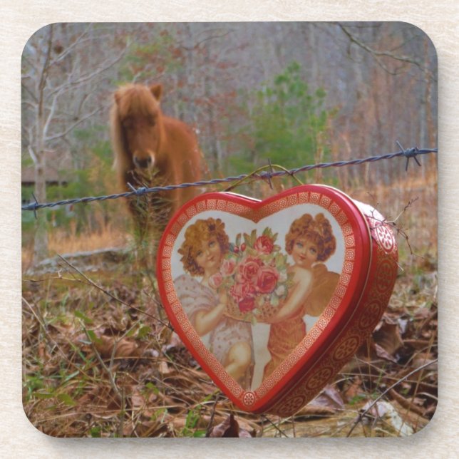 Dessous-de-verre Valentine Heart Miniature Brown Horse (Devant)