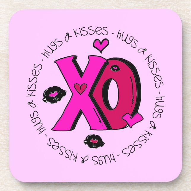Dessous-de-verre Valentine Hugs et baisers (Devant)