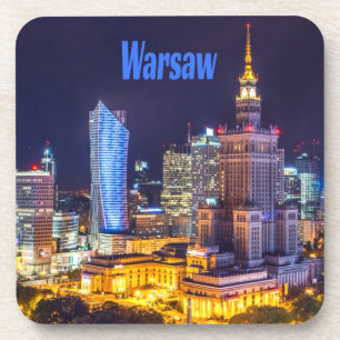 Dessous-de-verre Varsovie Pologne Nuit Skyline Varsovie Spire