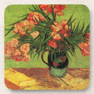 Dessous-de-verre Vase avec des lauriers roses et des livres de Vinc