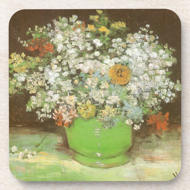 Dessous-de-verre Vase avec Zinnias et Fleurs par Vincent van Gogh (Devant)