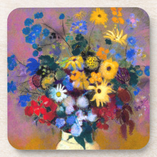 Dessous-de-verre Vase blanc avec fleurs Odilon Redon