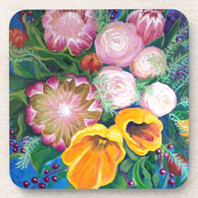 Dessous-de-verre Vase de fleurs — Protéas, tulipes et Roses (Devant)