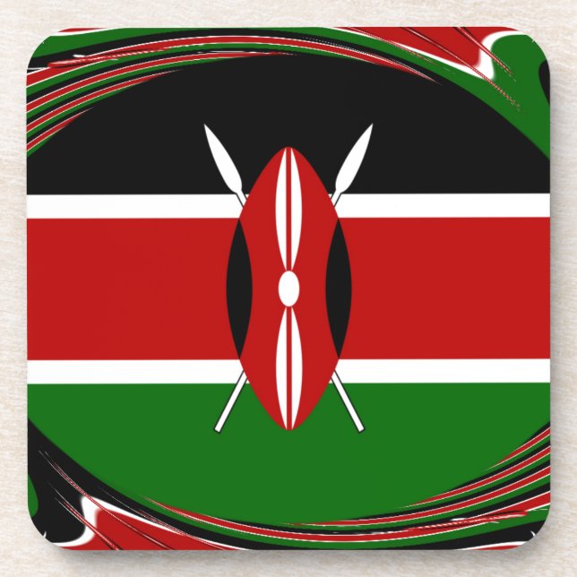 Dessous-de-verre Vecteur Drapeau Dynamique Kenyan : Un Design Énerg (Devant)