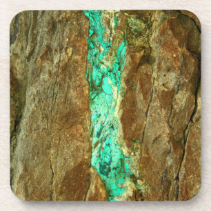 Dessous-de-verre Veine naturelle de turquoise dans la pierre brune