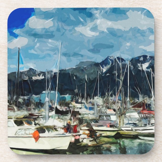 Dessous-de-verre Vent Alaska Habor Impressionnisme Abstrait (Devant)
