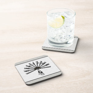 Dessous-de-verre Ventilateur d'art Kanji Pixel blanc