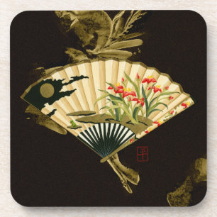 Dessous-de-verre Ventilateur oriental criblé au design floral