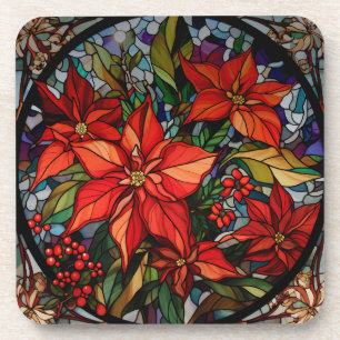 Dessous-de-verre Verre coloré Style Poinsettias & Holly