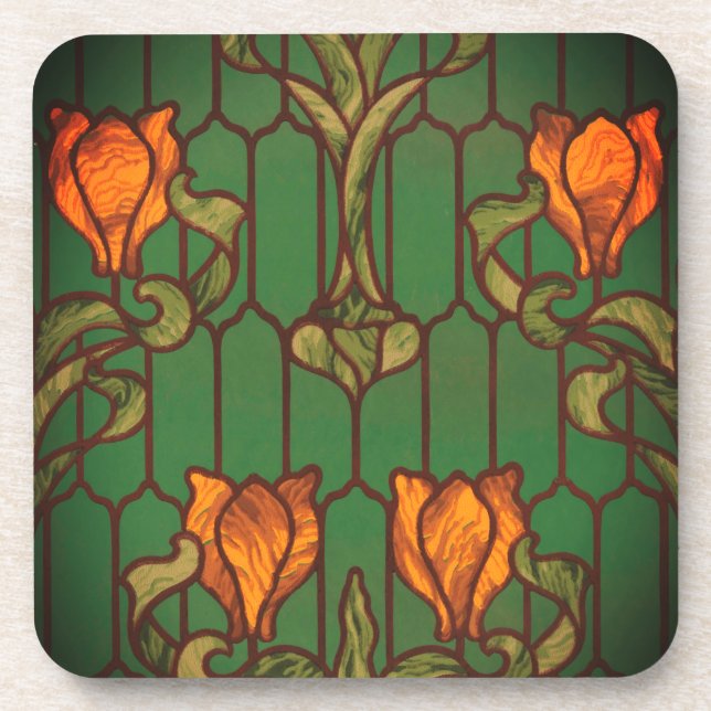 Dessous-de-verre Verre tendu look floral Art nouveau fleurs  (Devant)
