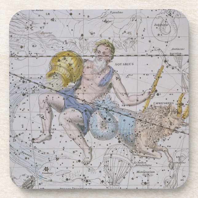 Dessous-de-verre Verseau et Capricorne, "d'un atlas céleste", (Devant)