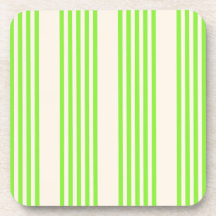 Dessous-de-verre Vert citron vert et beige cinq rayures motif