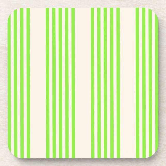 Dessous-de-verre Vert citron vert et beige cinq rayures motif (Devant)