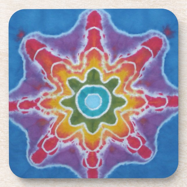 Dessous-de-verre Vert et rouge étoile bleu Arrière - plan Tie Dye (Devant)