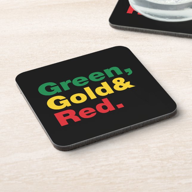 Dessous-de-verre Vert, Or & Rouge. (Côté gauche)