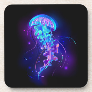 Dessous-de-verre Vibrant Color Glowing Jellyfish