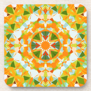 Dessous-de-verre Vibrant Orange Vert Étoile Boho Maximaliste