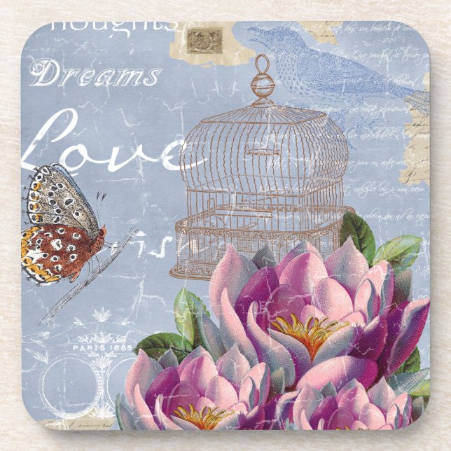 Dessous-de-verre Victorian Love Thoughts Dreams Butterfly Bird Cage (Devant)