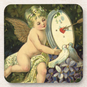Dessous-de-verre Victorian Valentines Day, Vintage Angel Inséparabl