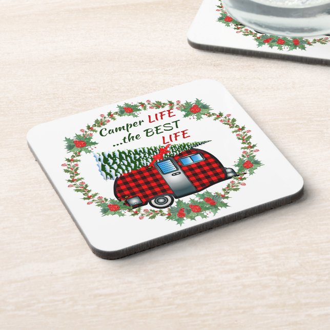 Dessous-de-verre Vie Camper Meilleure Vie Rétro Noël (Côté gauche)