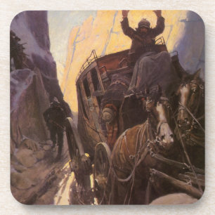 Dessous-de-verre Vieux Cowboys, Hold Up dans le Canyon par NC Wyeth
