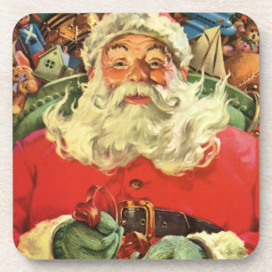 Dessous-de-verre Vintage Christmas, Santa Claus in Sleigh with Toys