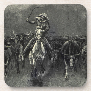 Dessous-de-verre Vintage Cowboys, un stampede de Frederic Remington