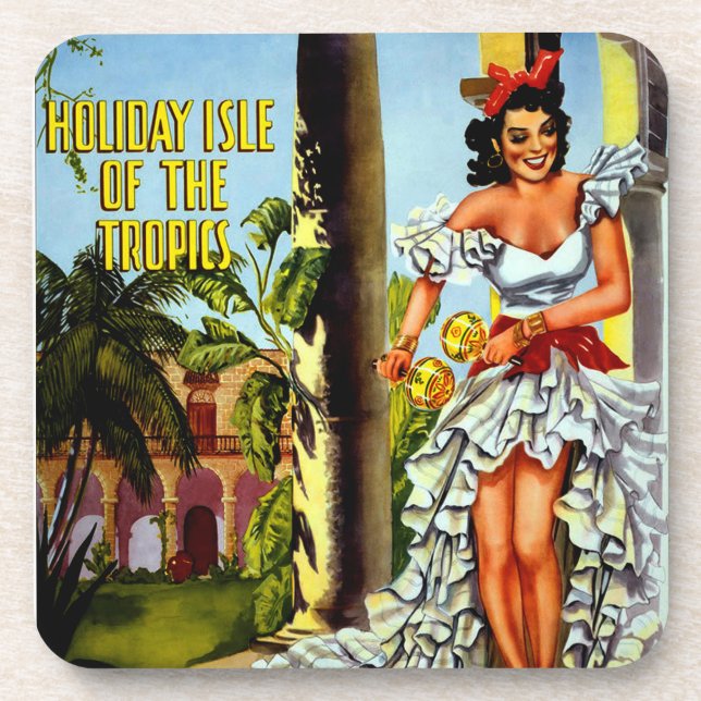 Dessous-de-verre Vintage Cuba Travel - Holiday Isle Tropics (Devant)