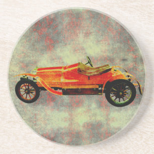 Dessous de verre vintage en grès de voiture rouge
