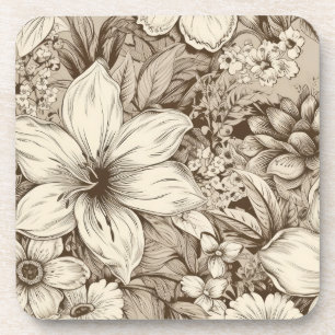 Dessous-de-verre Vintage Floral Sepia Motif (3)